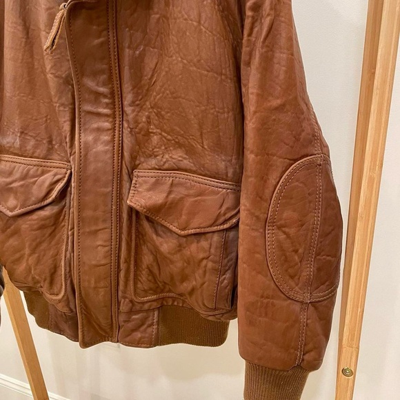 ✨SOLD✨ Vintage Leather Aviator Bomber Flight Jacket Coat in Cognac Brown - Picture 3 of 8